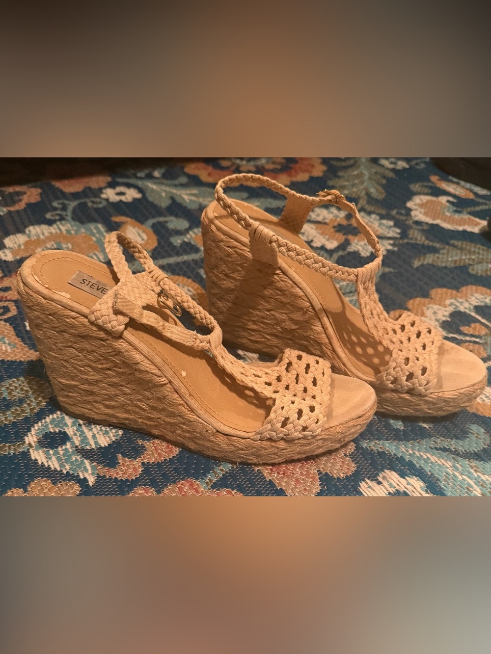 Steve Madden Natural Woven Espadrille Wedge Sandals